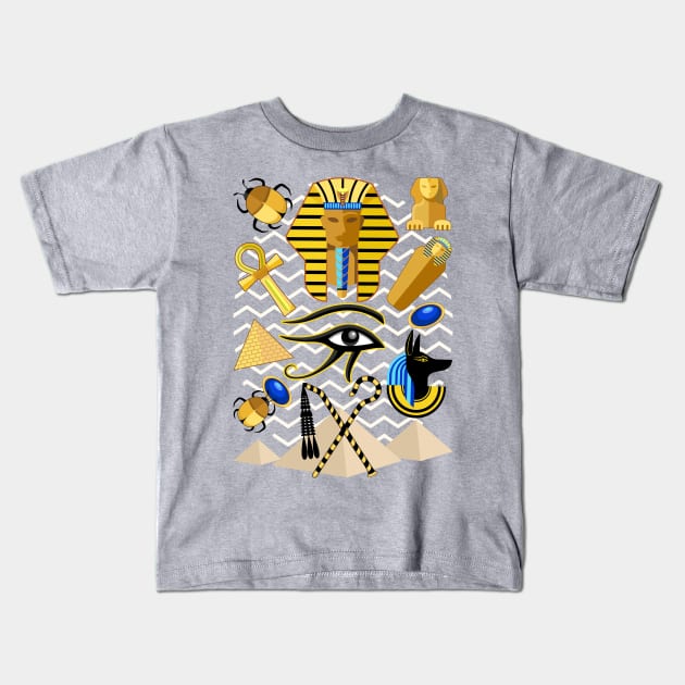 Egypt Ancient Symbols Pattern Kids T-Shirt by BluedarkArt